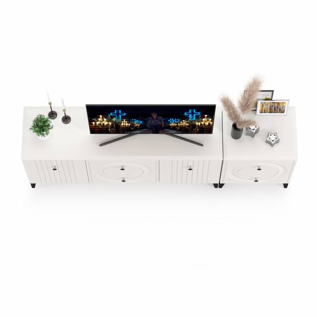 ТВ-тумба с тумбой с двумя ящиками Валенсия цвет белый шагрень