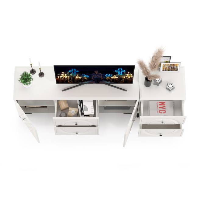 ТВ-тумба с тумбой с двумя ящиками Валенсия цвет белый шагрень