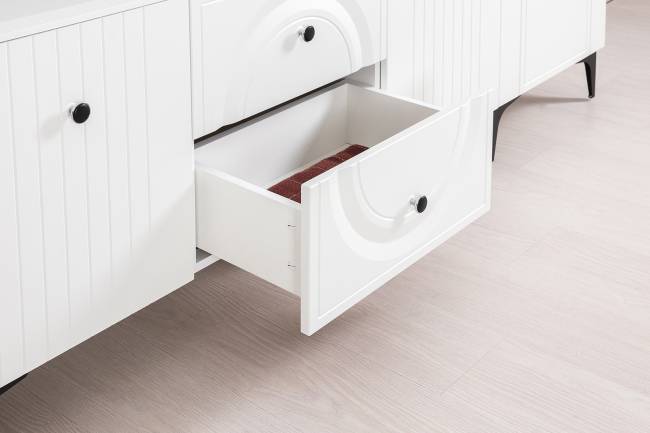 ТВ-тумба с тумбой с двумя ящиками Валенсия цвет белый шагрень