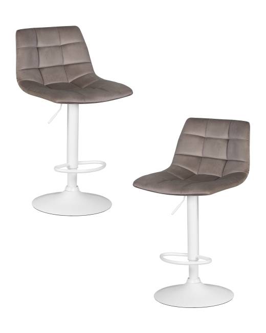 Набор 2 шт Стул барный DOBRIN TAILOR WHITE, серый велюр (MJ9-75)