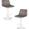 Набор 2 шт Стул барный DOBRIN TAILOR WHITE, серый велюр (MJ9-75)