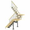 Модульная лестница Комфорт - Классик (с поворотом на 180 градусов и площадками) Налево, Серый, 3150-3290
