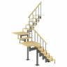 Модульная лестница Комфорт - Классик (с поворотом на 180 градусов и площадками) Налево, Серый, 3150-3290