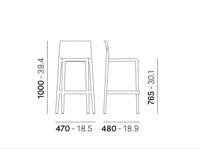 Стул пластиковый барный Volt красный 485х480х1000 мм