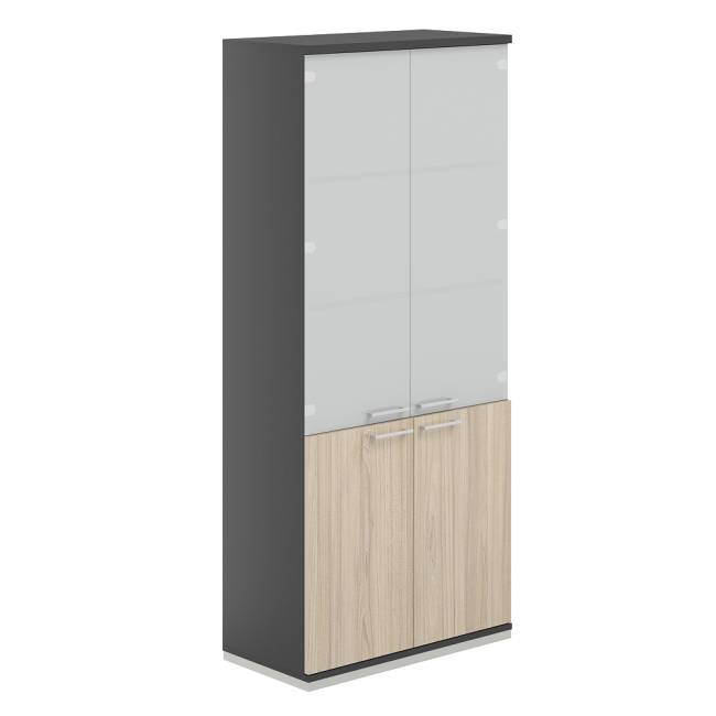 AG.210.AN.AN.AR.GL / Шкаф 5 ур. 800 со стеклом / корпус:антрацит, топ/дно:антрацит, фасады:ак.равелло, стекло