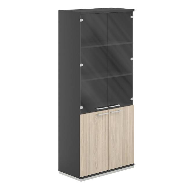 AG.210.AN.AN.AR.GL / Шкаф 5 ур. 800 со стеклом / корпус:антрацит, топ/дно:антрацит, фасады:ак.равелло, стекло