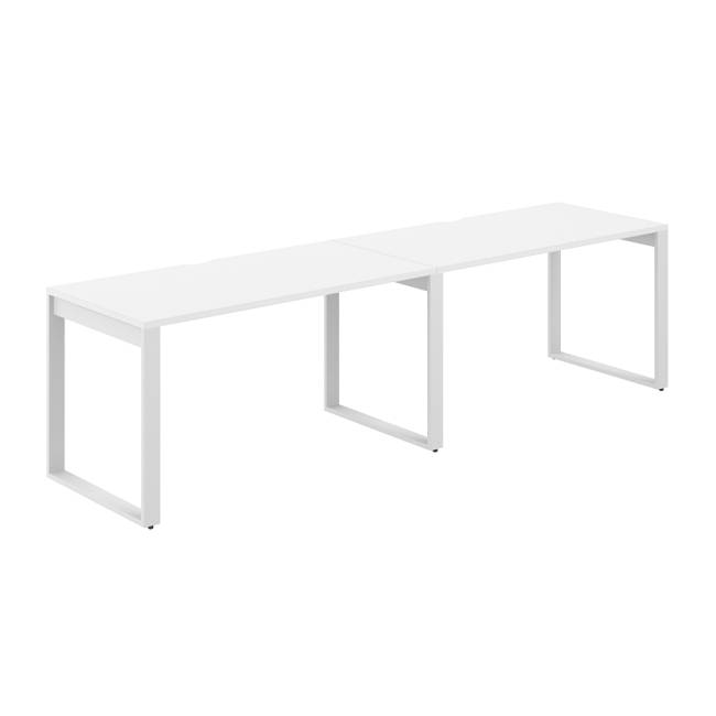 AG.175.WH.V.72.WH / Рабочая станция s-b-s 2800х700х750 / профиль О-образный: 70х20 белый; столешница с вырезом; столешница: белый