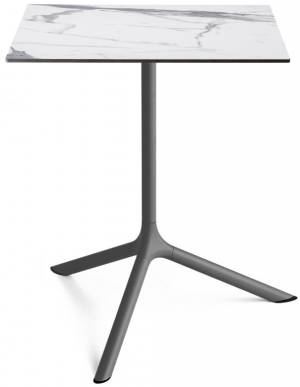 Стол ламинированный обеденный Tripe Maxi антрацит, белый мрамор Каррара 700х700х740 мм