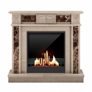 Биокамин в мраморном портале SteelHeat Vienna (Стекло + Стемалит)