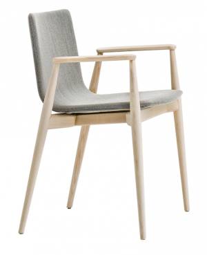 Кресло деревянное с обивкой Malmo беленый ясень, серый 575х515х785 мм