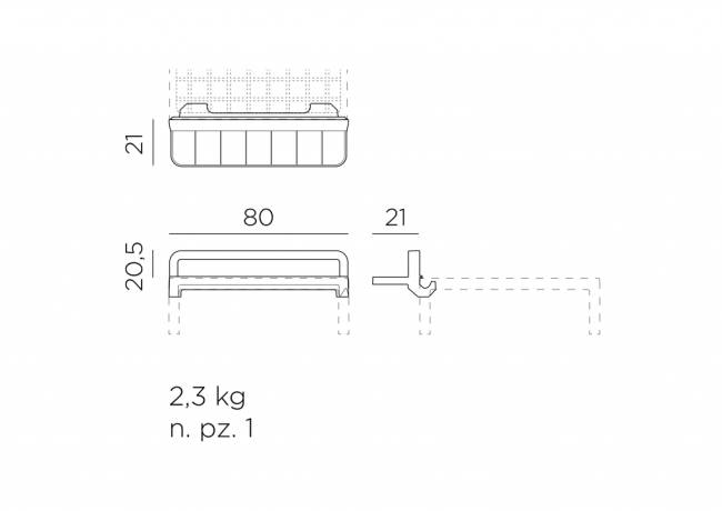 Столик пластиковый боковой Maximo Portaoggetti терра 210х800х205 мм