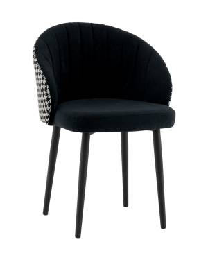 Стул Пасаденика велюр черный, спинка гусиная лапка