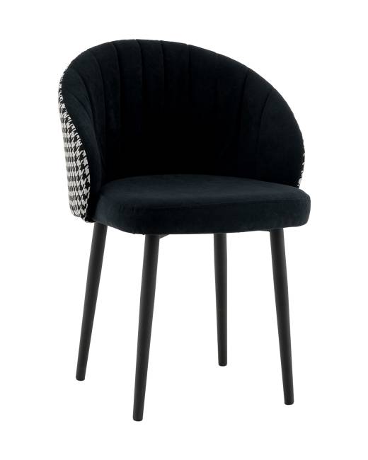 Стул Пасаденика велюр черный, спинка гусиная лапка