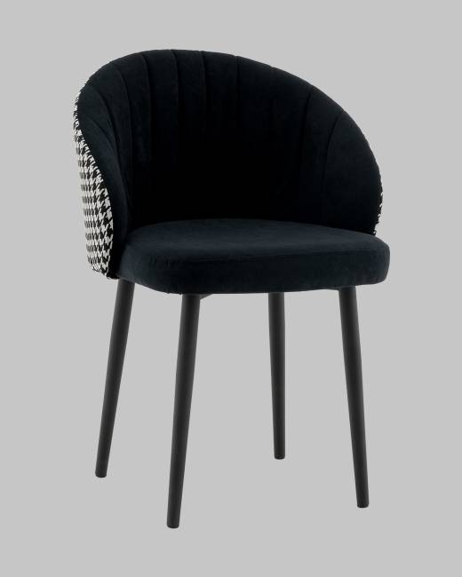 Стул Пасаденика велюр черный, спинка гусиная лапка