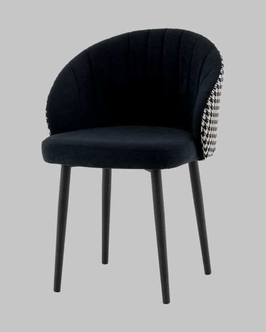 Стул Пасаденика велюр черный, спинка гусиная лапка