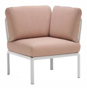 Модуль угловой пластиковый с подушками Komodo Elemento Angolo белый, розовый 720х780х880 мм