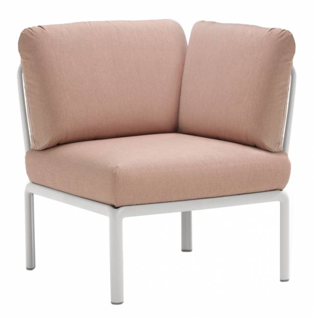 Модуль угловой пластиковый с подушками Komodo Elemento Angolo белый, розовый 720х780х880 мм