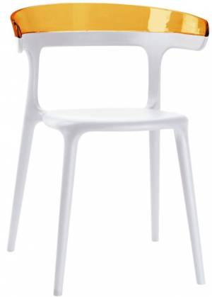 Кресло пластиковое Luna белый, оранжевый 550х510х770 мм