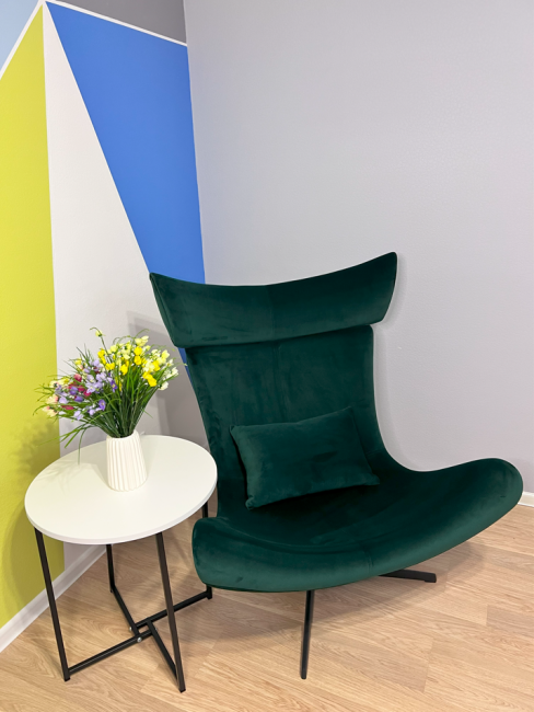 Кресло Imola с подушкой, зеленый бархат