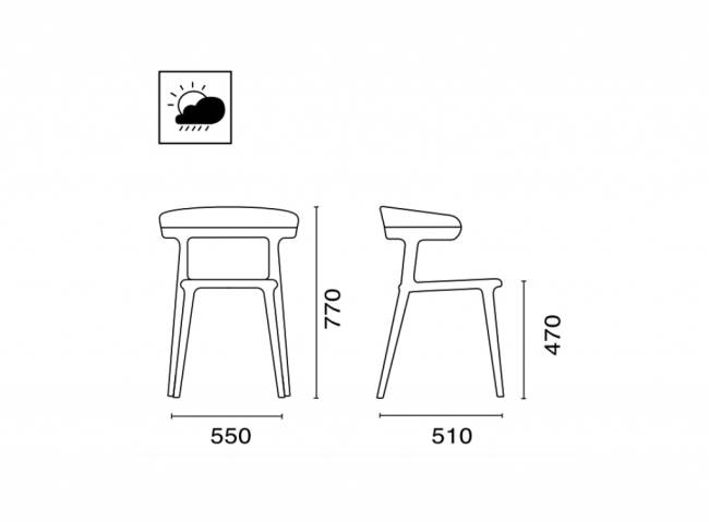 Кресло пластиковое Luna тортора, дымчатый 550х510х770 мм