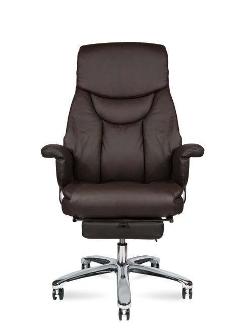 Кресло офисное / Парламент / (brown) сталь + хром / темно-коричневая кожа