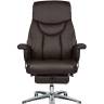Кресло офисное / Парламент / (brown) сталь + хром / темно-коричневая кожа