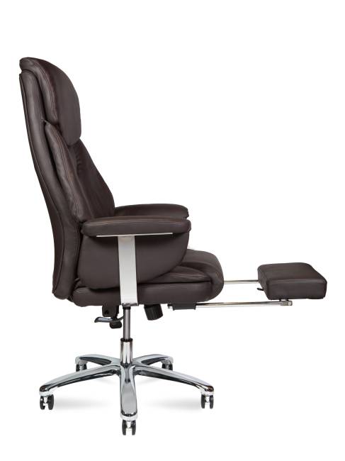Кресло офисное / Парламент / (brown) сталь + хром / темно-коричневая кожа