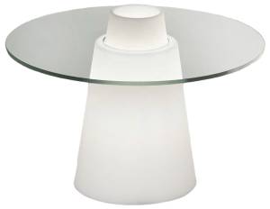 Столик пластиковый кофейный светящийся Peak Lighting белый Ø800х500 мм