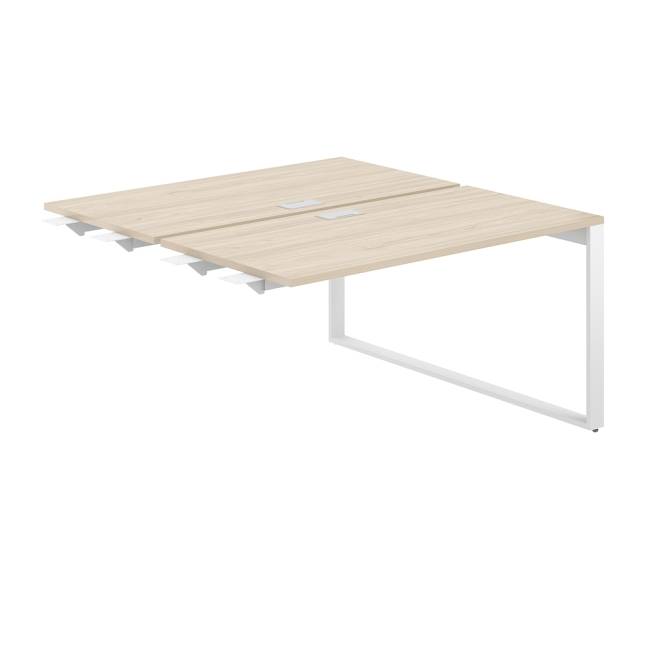 AG.155.AR.L.72.WH  / Рабочая станция комбо 1400х1438х750  / профиль О-образный: 70х20 белый; лючок: серебро; столешница: акация равелло