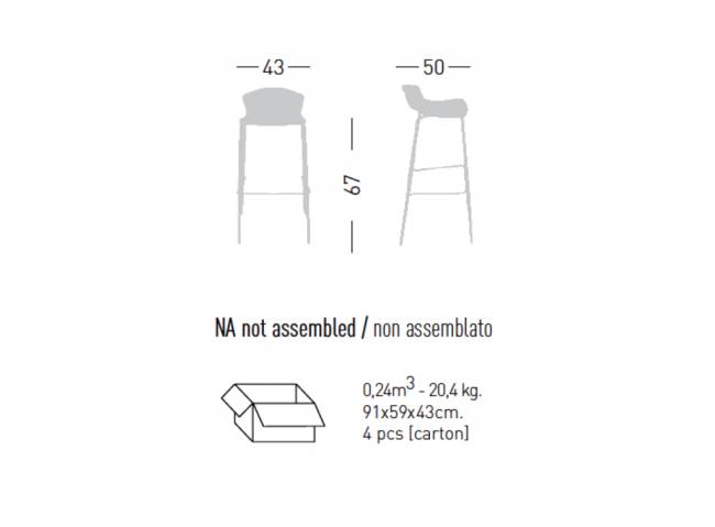 Стул пластиковый полубарный Alhambra 67 400х400х670 мм