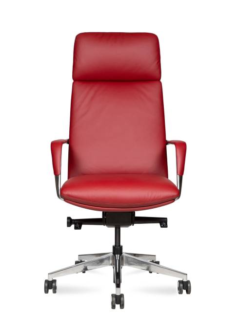 Кресло офисное / Нэо / Neo  / красная кожа / алюминиевая база