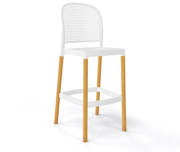 Стул пластиковый барный Panama BL белый 480х590х1140 мм Стул пластиковый барный Panama BL белый 480х590х1140 мм
