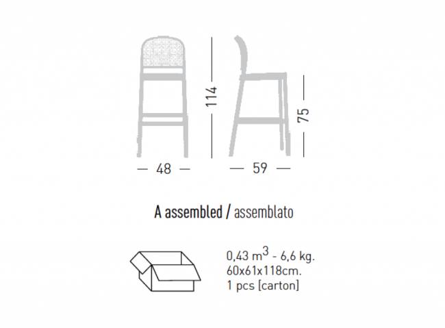 Стул пластиковый барный Panama BL белый 480х590х1140 мм Стул пластиковый барный Panama BL белый 480х590х1140 мм