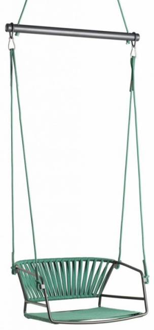 Качели плетеные Lisa Swing антрацит, ментоловый 730х650х1750 мм