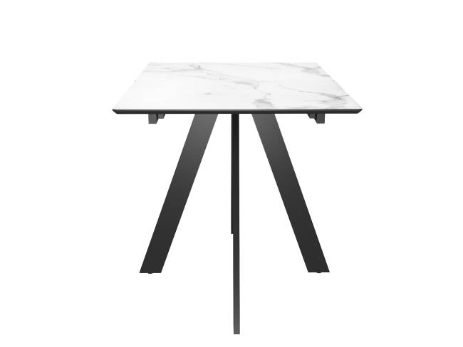 Стол DikLine DKD140, керамика 140(180)х80, мрамор белый матовый, опоры черные (2 уп.) Стол DikLine DKD140, керамика 140(180)х80, мрамор белый матовый, опоры черные (2 уп.)
