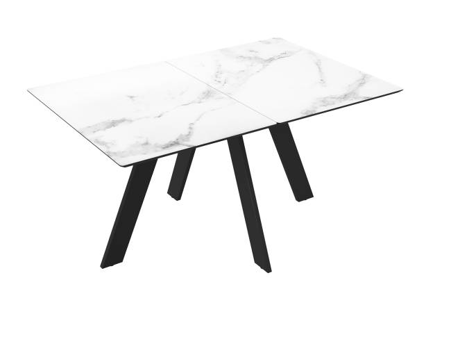 Стол DikLine DKD140, керамика 140(180)х80, мрамор белый матовый, опоры черные (2 уп.) Стол DikLine DKD140, керамика 140(180)х80, мрамор белый матовый, опоры черные (2 уп.)