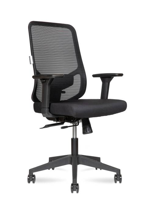 Кресло офисное / Бэст LB / Best LB / черный пластик / черная сетка / черная ткань