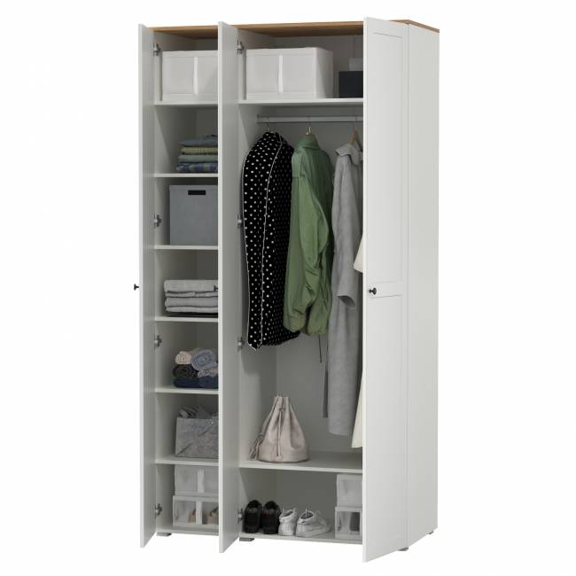 Шкаф для одежды и шкаф-пенал в прихожую Остин цвет белый шагрень/дуб крафт золотой