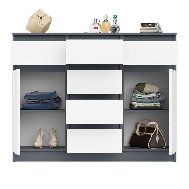 Комод с ящиками и дверками Мори МК1200.4 цвет графит/белый