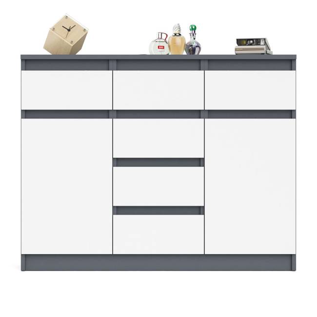 Комод с ящиками и дверками Мори МК1200.4 цвет графит/белый
