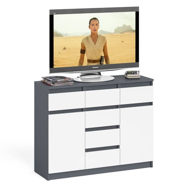 Комод с ящиками и дверками Мори МК1200.4 цвет графит/белый