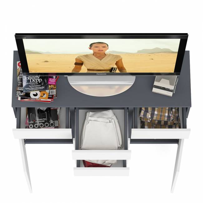 Комод с ящиками и дверками Мори МК1200.4 цвет графит/белый