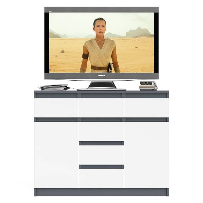 Комод с ящиками и дверками Мори МК1200.4 цвет графит/белый