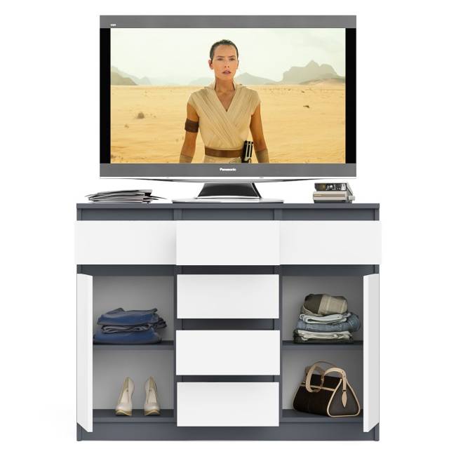 Комод с ящиками и дверками Мори МК1200.4 цвет графит/белый