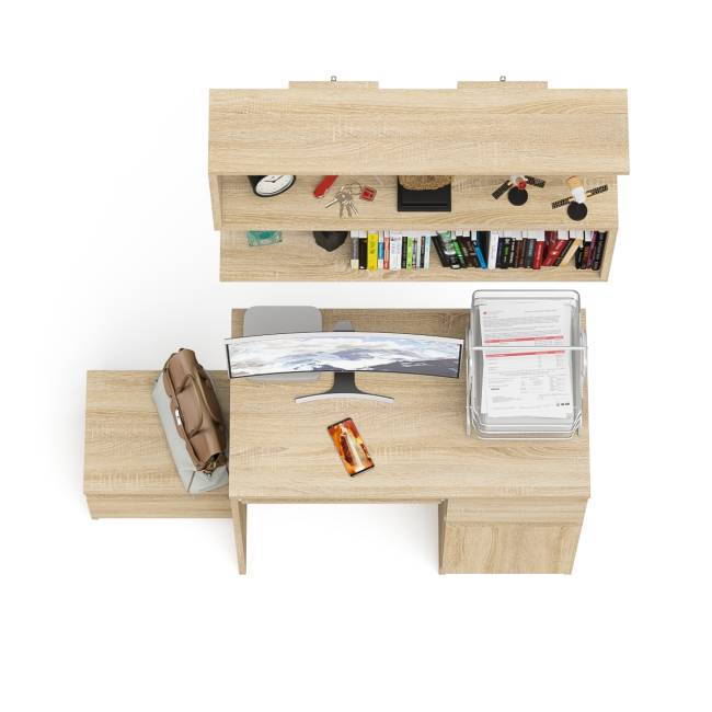 Стол компьютерный МС-1 правый с тумбой 400 и полкой Мори цвет дуб сонома