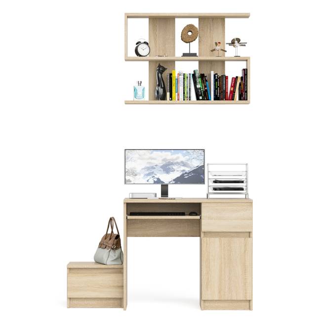 Стол компьютерный МС-1 правый с тумбой 400 и полкой Мори цвет дуб сонома