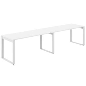 AG.176.WH.V.72.WH / Рабочая станция s-b-s 3200х700х750 / профиль О-образный: 70х20 белый; столешница с вырезом; столешница: белый