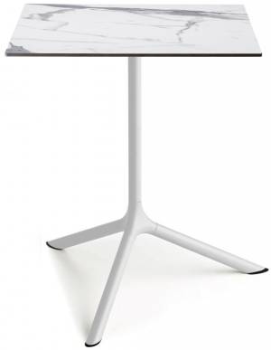 Стол ламинированный обеденный Tripe Maxi белый, белый мрамор Каррара 700х700х740 мм