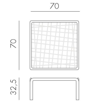Столик пластиковый кофейный Komodo Tavolino Vetro агава 700х700х325 мм