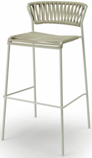 Стул барный плетеный Lisa Filo зеленый шалфей, песочный 500х500х980 мм